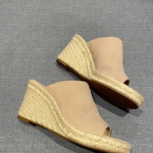 Stuart Weitzman Wonda Espadrille Wedge Sandal Suede Nude Pink ( 8 1/2M)